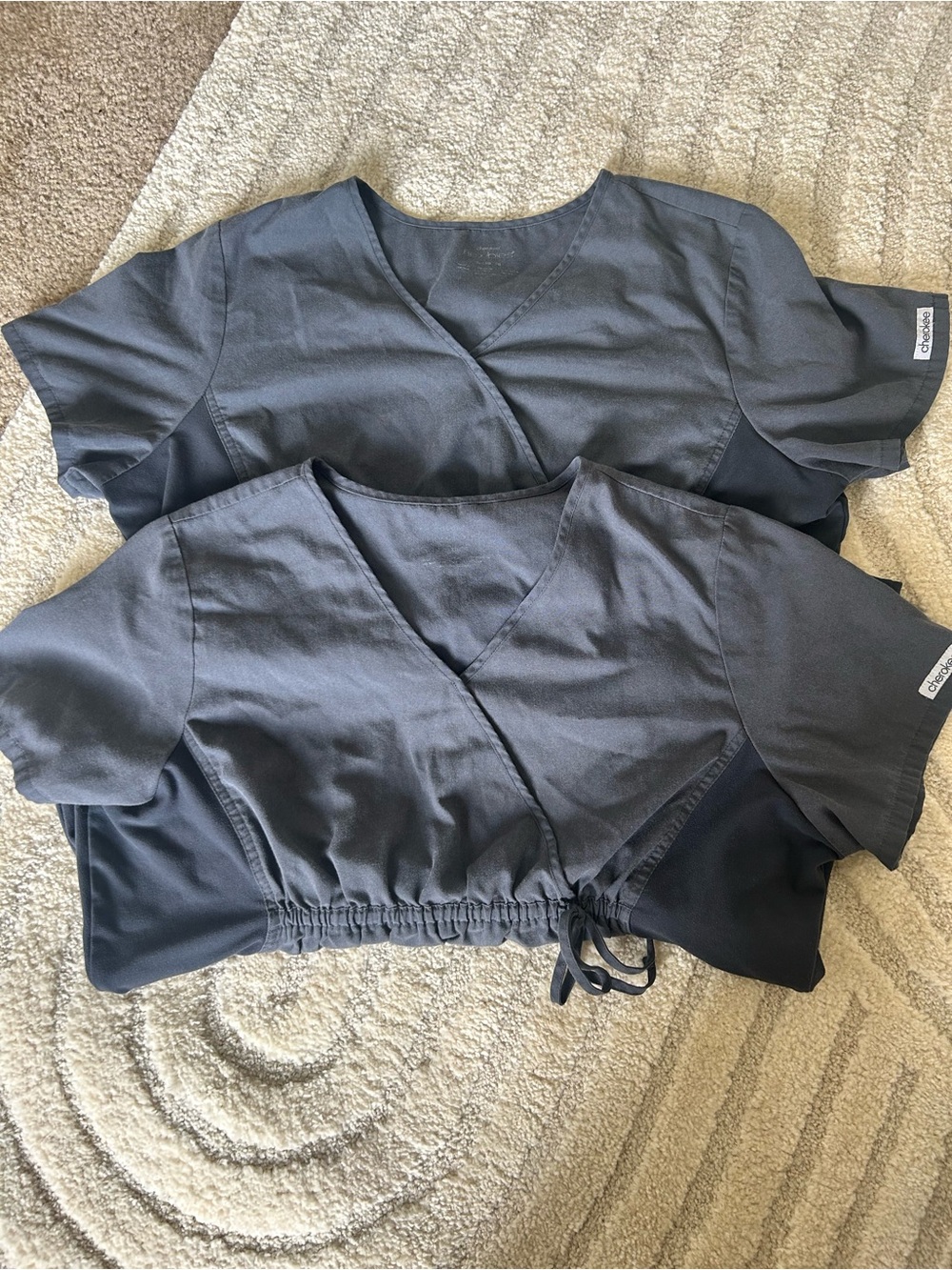 Cherokee Flexibles Maternity Scrub Tops Bundle Gray XL Set of 2